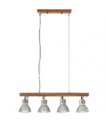 vidaXL Industrial Ceiling Lamp Silver E27 Mango Wood