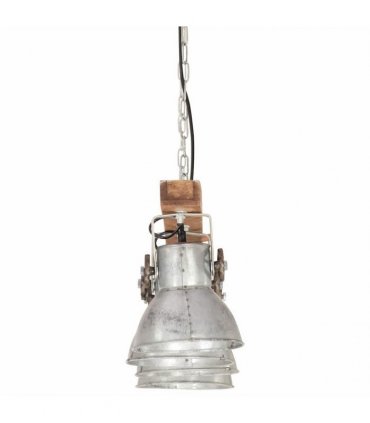 vidaXL Industrial Ceiling Lamp Silver E27 Mango Wood