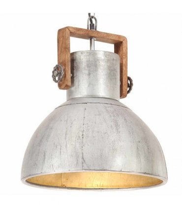 vidaXL Industrial Hanging Lamp 25 W Silver Round 40 cm E27
