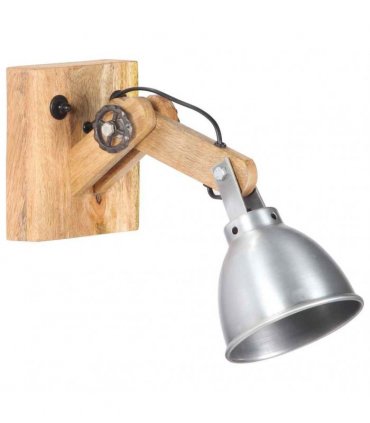 vidaXL Wall Lamp E27 Silver Solid Mango Wood and Iron
