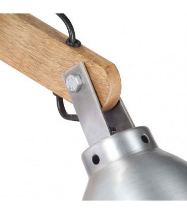 vidaXL Wall Lamp E27 Silver Solid Mango Wood and Iron