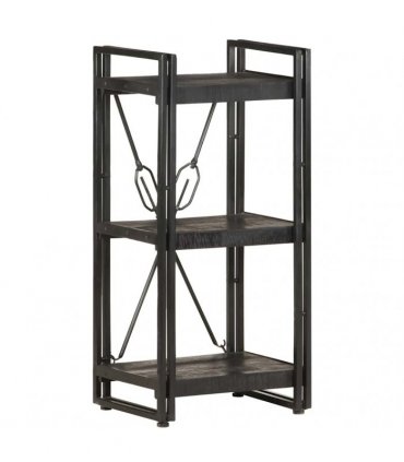 vidaXL 3-Tier Bookcase Black 40x30x80 cm Solid Mango Wood