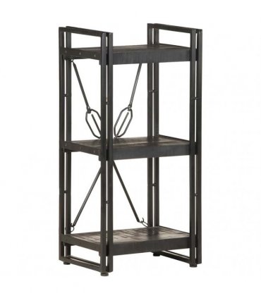 vidaXL 3-Tier Bookcase Black 40x30x80 cm Solid Mango Wood