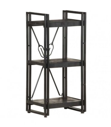 vidaXL 3-Tier Bookcase Black 40x30x80 cm Solid Mango Wood