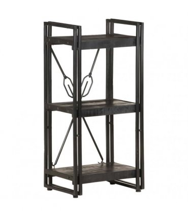 vidaXL 3-Tier Bookcase Black 40x30x80 cm Solid Mango Wood