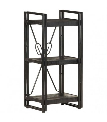 vidaXL 3-Tier Bookcase Black 40x30x80 cm Solid Mango Wood