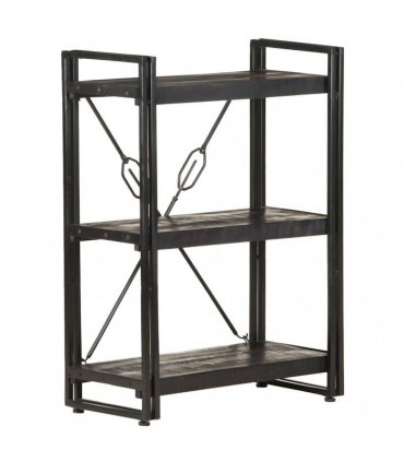 vidaXL 3-Tier Bookcase Black 60x30x80 cm Solid Mango Wood