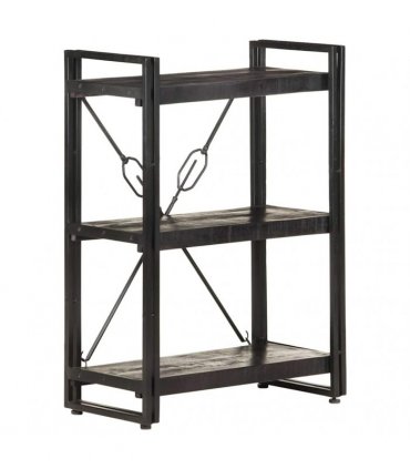 vidaXL 3-Tier Bookcase Black 60x30x80 cm Solid Mango Wood