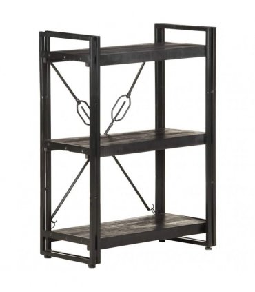 vidaXL 3-Tier Bookcase Black 60x30x80 cm Solid Mango Wood
