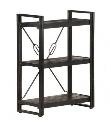 vidaXL 3-Tier Bookcase Black 60x30x80 cm Solid Mango Wood