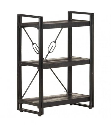 vidaXL 3-Tier Bookcase Black 60x30x80 cm Solid Mango Wood