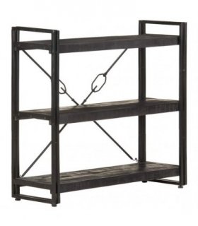 vidaXL 3-Tier Bookcase Black 90x30x80 cm Solid Mango Wood