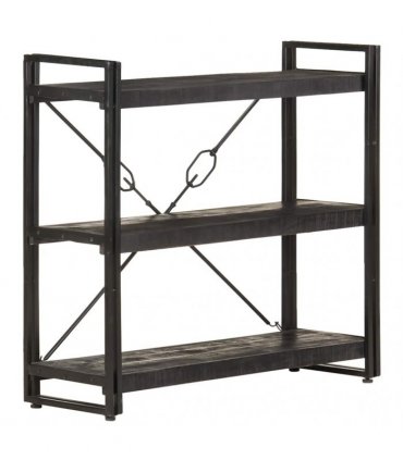 vidaXL 3-Tier Bookcase Black 90x30x80 cm Solid Mango Wood