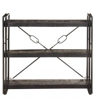 vidaXL 3-Tier Bookcase Black 90x30x80 cm Solid Mango Wood