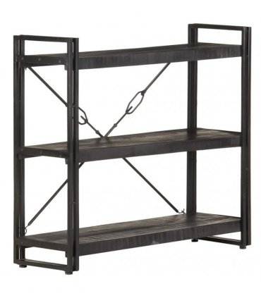 vidaXL 3-Tier Bookcase Black 90x30x80 cm Solid Mango Wood
