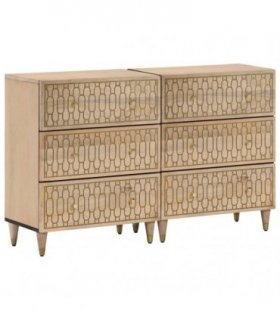 vidaXL Side Cabinets 2 pcs 60x33x75 cm Solid Wood Mango