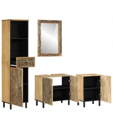 vidaXL 4 Piece Bathroom Furniture Set Solid Wood Mango