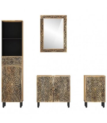 vidaXL 4 Piece Bathroom Furniture Set Solid Wood Mango