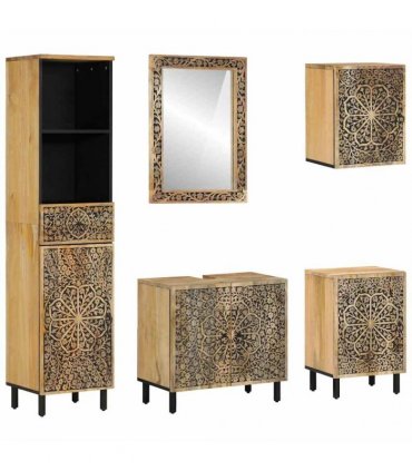 vidaXL 5 Piece Bathroom Furniture Set Solid Wood Mango