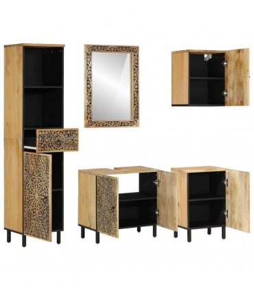 vidaXL 5 Piece Bathroom Furniture Set Solid Wood Mango