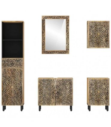 vidaXL 5 Piece Bathroom Furniture Set Solid Wood Mango