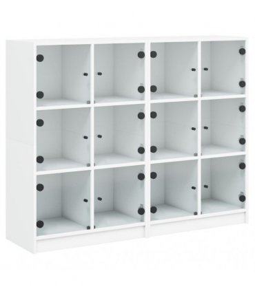 vidaXL Bookcase with Doors White 136x37x109 cm Engineered Wood