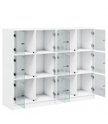 vidaXL Bookcase with Doors White 136x37x109 cm Engineered Wood