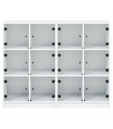 vidaXL Bookcase with Doors White 136x37x109 cm Engineered Wood