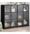 vidaXL Bookcase with Doors Black 136x37x109 cm Engineered Wood