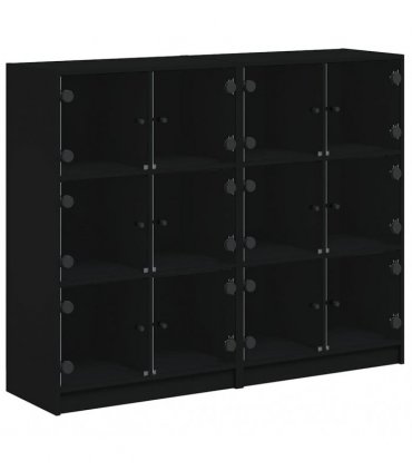 vidaXL Bookcase with Doors Black 136x37x109 cm Engineered Wood