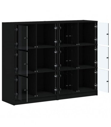 vidaXL Bookcase with Doors Black 136x37x109 cm Engineered Wood