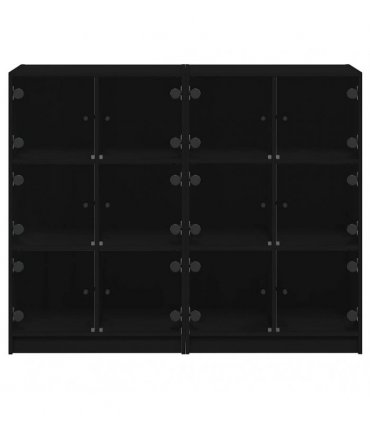 vidaXL Bookcase with Doors Black 136x37x109 cm Engineered Wood