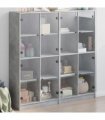 vidaXL Bookcase with Doors Concrete Grey 136x37x142 cm Engineered Wood