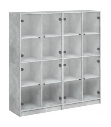 vidaXL Bookcase with Doors Concrete Grey 136x37x142 cm Engineered Wood