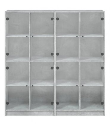 vidaXL Bookcase with Doors Concrete Grey 136x37x142 cm Engineered Wood