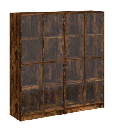 vidaXL Bookcase with Doors Smoked Oak 136x37x142 cm Engineered Wood