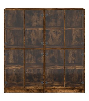 vidaXL Bookcase with Doors Smoked Oak 136x37x142 cm Engineered Wood