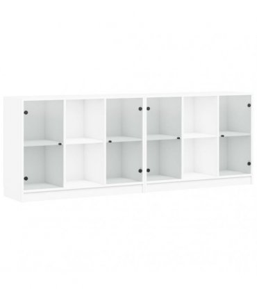vidaXL Bookcase with Doors White 204x37x75 cm Engineered Wood