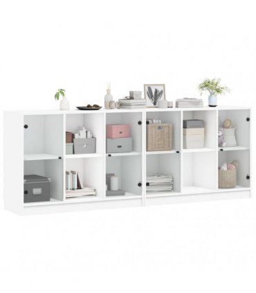 vidaXL Bookcase with Doors White 204x37x75 cm Engineered Wood
