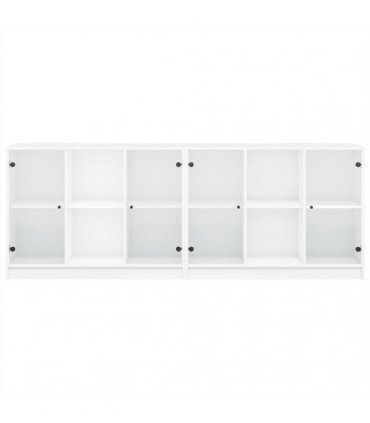 vidaXL Bookcase with Doors White 204x37x75 cm Engineered Wood