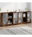 vidaXL Bookcase with Doors Smoked Oak 204x37x75 cm Engineered Wood