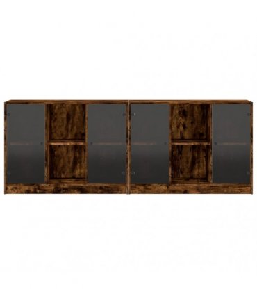 vidaXL Bookcase with Doors Smoked Oak 204x37x75 cm Engineered Wood
