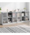vidaXL Bookcase with Doors Grey Sonoma 204x37x75 cm Engineered Wood