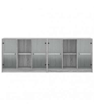 vidaXL Bookcase with Doors Grey Sonoma 204x37x75 cm Engineered Wood