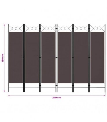 vidaXL 6-Panel Room Divider Brown 240x180 cm
