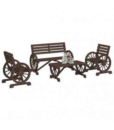 vidaXL 4 Piece Garden Lounge Set Solid Wood Fir