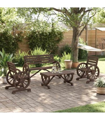 vidaXL 4 Piece Garden Lounge Set Solid Wood Fir