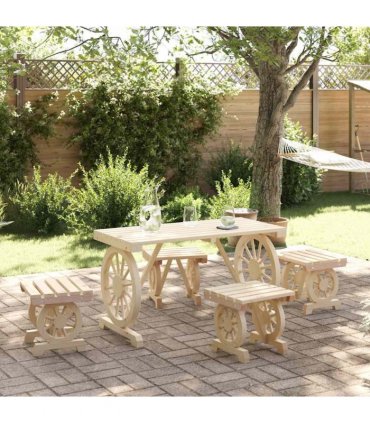 vidaXL 5 Piece Garden Dining Set Solid Wood Fir