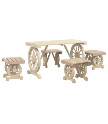vidaXL 5 Piece Garden Dining Set Solid Wood Fir