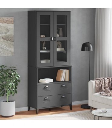 vidaXL Highboard "VIKEN" Anthracite Grey 80x40x200 cm Solid Wood Pine